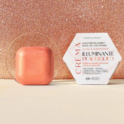Senso Naturale Peach Gold Shimmer Solid Body Oil with Vitamin E | Vegan with 100% Natural Ingredients