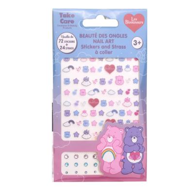 Care Bears Nail Art Set with 72 Nail Stickers and 24 Nail Rhinestone for Girls, Perfect Nail Art Design and Decoration for Kids and Adults