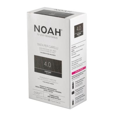 Noah Natural 4.0 Brown Permanent Hair Colour Dye with Rice Proteins and Linseed Oil, 140ml