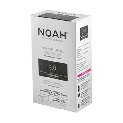 Noah Natural 3.0 Dark Brown Permanent Hair Colour Dye with Rice Proteins and Linseed Oil, 140ml
