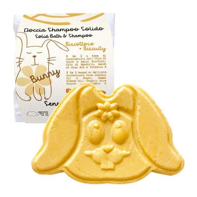 Senso Naturale Shower Shampoo Solid Baby Biscuits - BUNNY - With Coconut Oil, Almond Oil, Organic Rice Starch And Vitamin E - Moisturizes The Skin And Detangles Hair - Equals 650ml